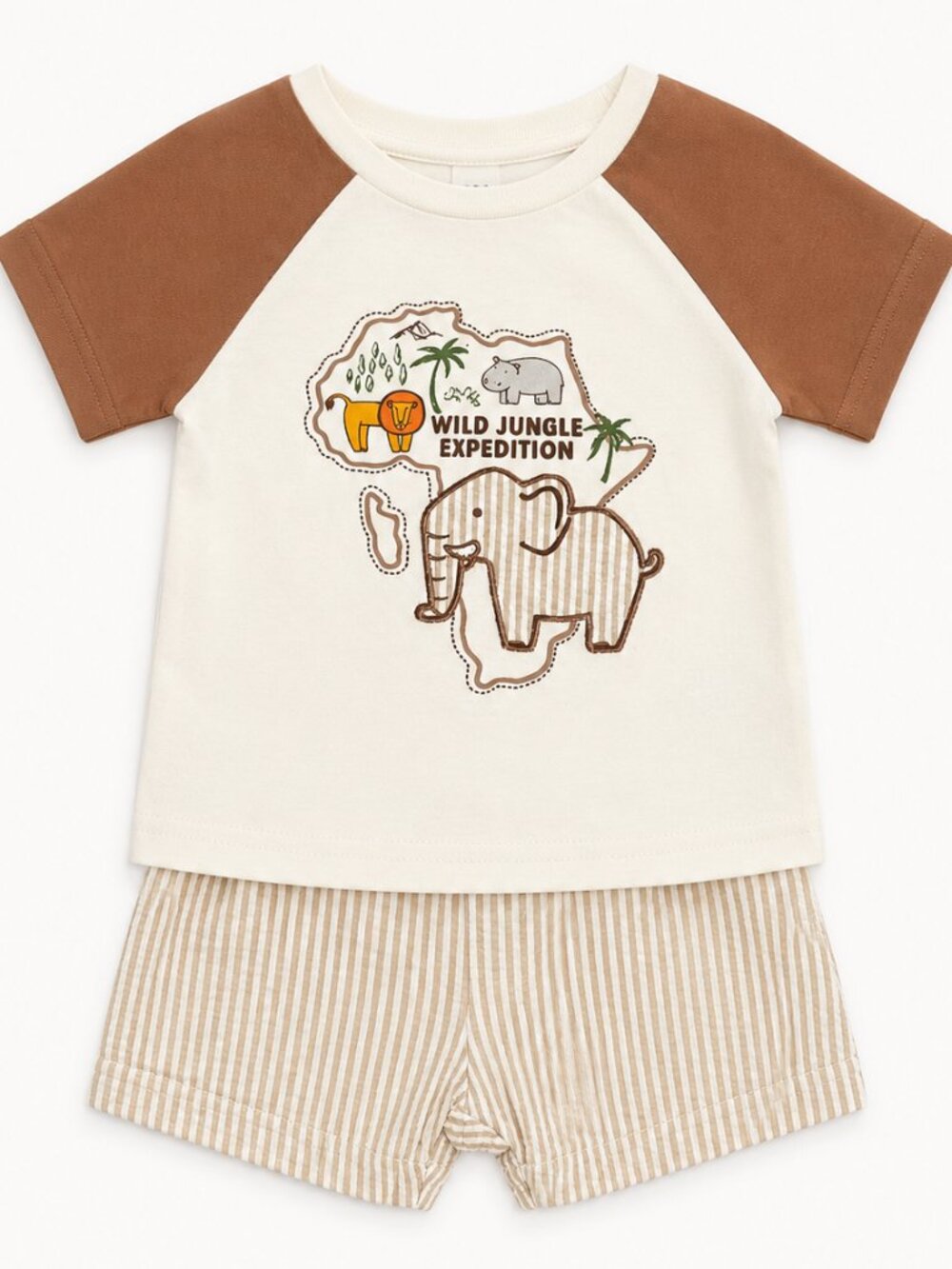 NWT Baby Essentials 2 Piece Baby Toddler Boy Jungle Outfit | Safari Applique